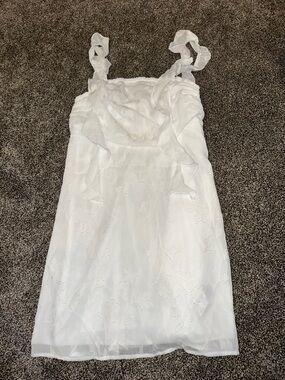 SHEIN White Floral Mini Dress with Ruffle Straps